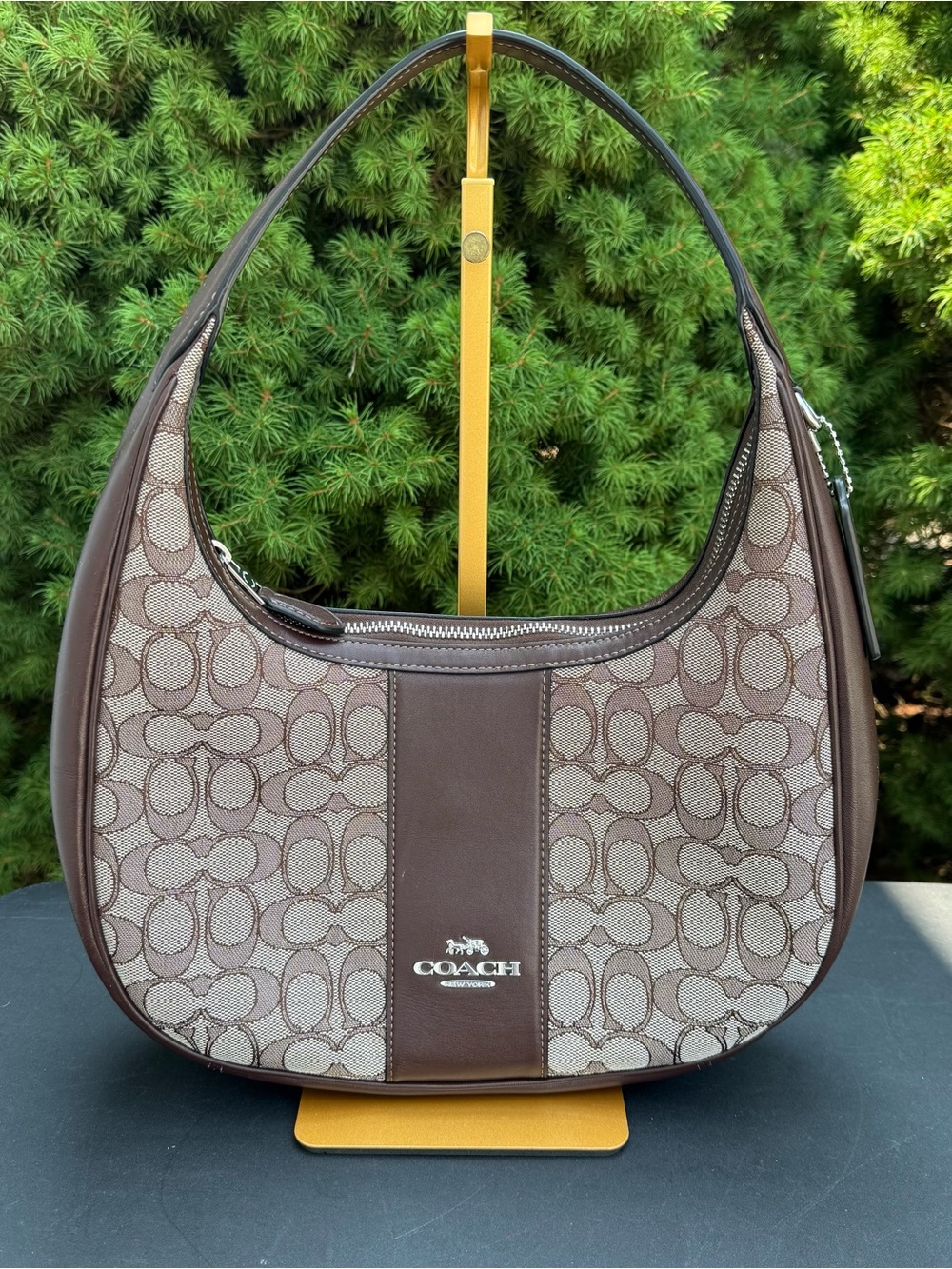 Coach Carmen Brown Signature Hobo Bag - Iconic Canvas and Leather